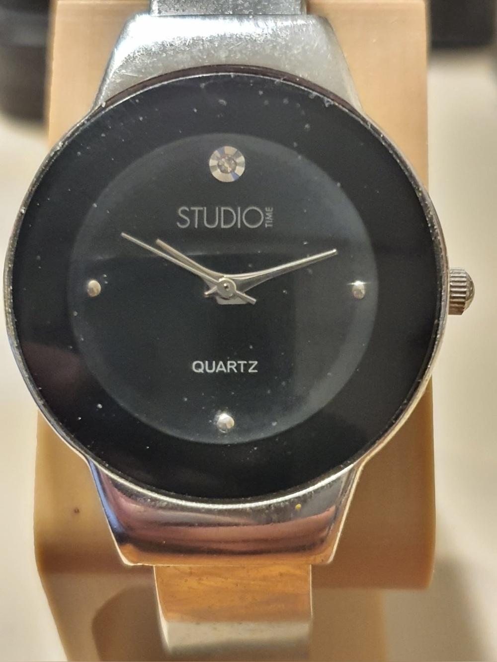 🦋10/$20🦋 Studio Time Silver/Black Diamond Stainless Steel Women's Cuff Watch